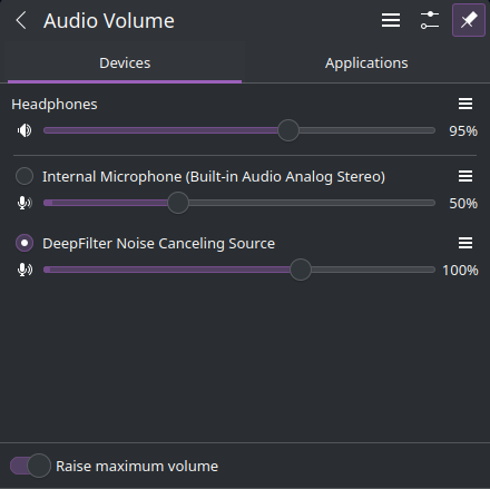 The new virtual device is called “DeepFilter Noise Canceling Source”